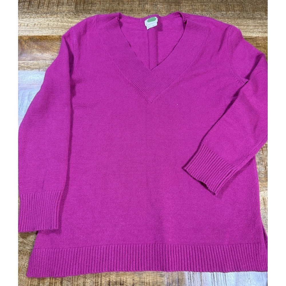 Anthropologie Pink V Neck Sweater Womens Medium Soft‎ Knit Pullover